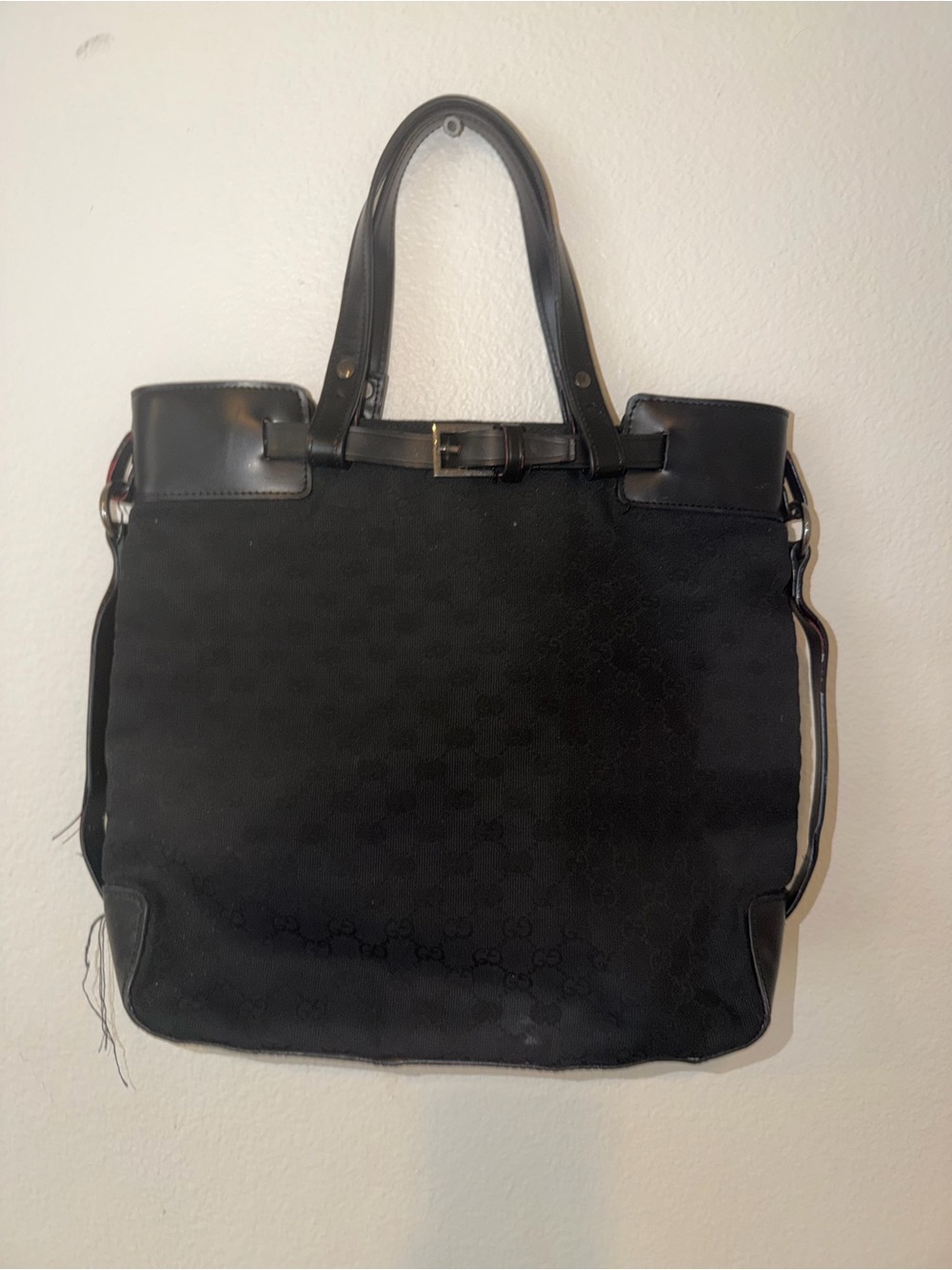 Vintage Gucci Black Canvas & Leather Tote